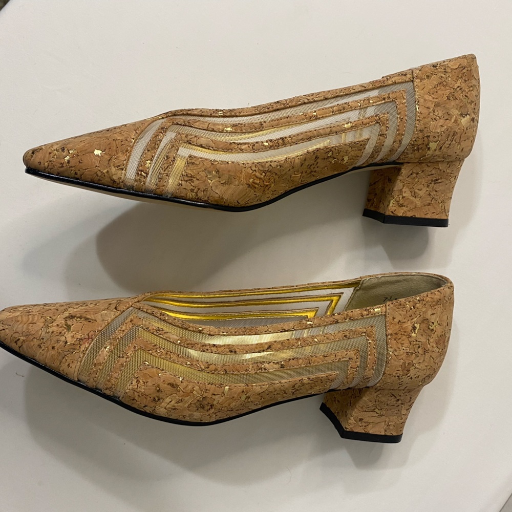 J. Renee Cork & Mesh Chunky Cut-Out Pumps Women’s Shoes Size 7.5 - Picture 6 of 9